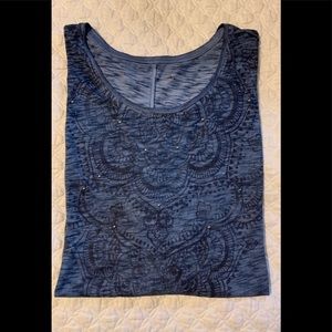EUC Catherine’s 3x knit embellished blouse. Blue.